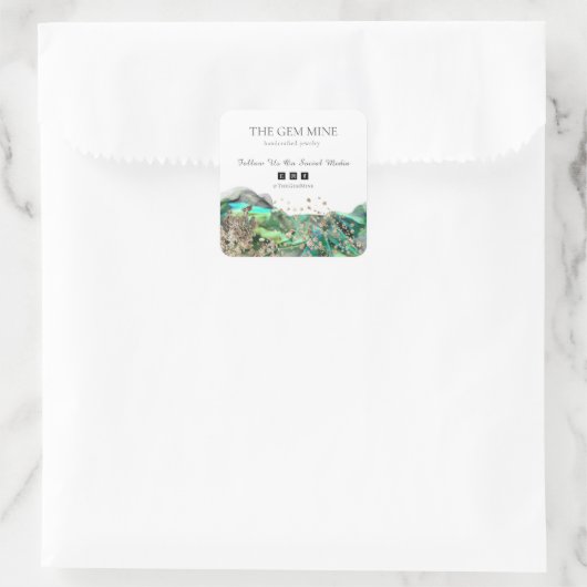 Emerald Agate Small Business Quadratischer Aufkleber (Tasche)