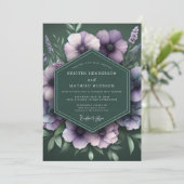 Emerald Amethyst Bloom Wedding Einladung (Stehend Vorderseite)