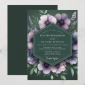 Emerald Amethyst Bloom Wedding Einladung (Vorne/Hinten)