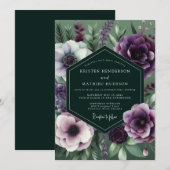 Emerald Amethyst Nocturne Hochzeit Einladung (Vorne/Hinten)