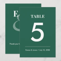 Emerald Ampersand Hochzeit | Moderne Tischnummer