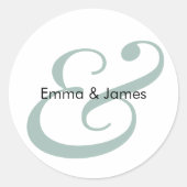 Emerald Ampersand Hochzeit | Monogramm Umschlag Runder Aufkleber (Vorderseite)