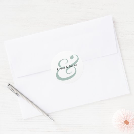 Emerald Ampersand Hochzeit | Monogramm Umschlag Runder Aufkleber (Umschlag)