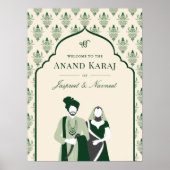 Emerald Anand Karaj Sikh Wedding Begrüßungszeichen Poster (Vorne)