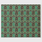 Emerald and Black Art Deco Holiday Pattern Geschenkpapier (Flach)