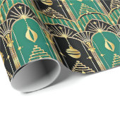 Emerald and Black Art Deco Holiday Pattern Geschenkpapier (Rolleneckpunkt)