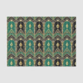 Emerald and Black Art Deco Holiday Pattern Seidenpapier (Vorderseite)