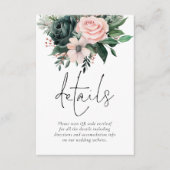 Emerald and Blush Florals QR Code Hochzeitsdetails Begleitkarte (Vorderseite)