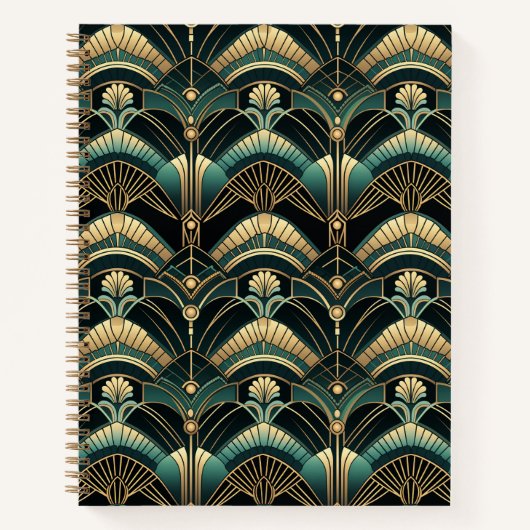 Emerald and Gold 1920er Jahre Art Deco Themed Notizblock (Vorderseite)