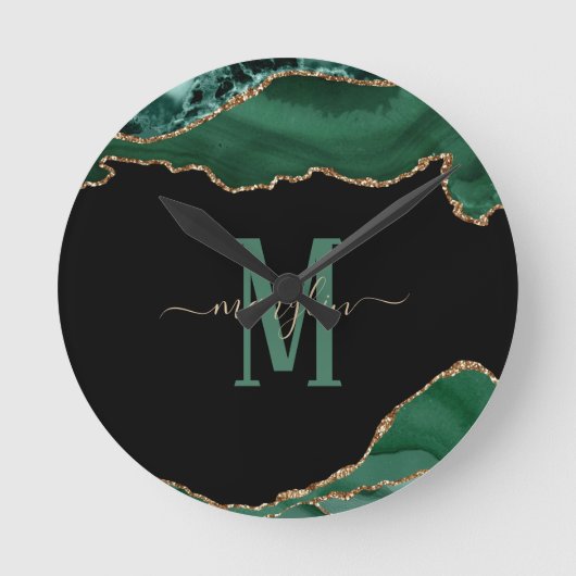 EMERALD AND GOLD AGATE MONOGRAM RUNDE WANDUHR (Vorderseite)