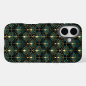 Emerald and Gold Art Deco Gemustert Case-Mate iPhone Hülle (Rückseite (Horizontal))