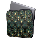 Emerald and Gold Art Deco Gemustert Laptopschutzhülle (Vorderseite Links)