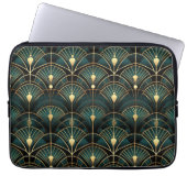 Emerald and Gold Art Deco Gemustert Laptopschutzhülle (Vorderseite)