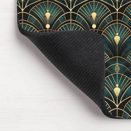Emerald and Gold Art Deco Gemustert Mousepad (Ecke)