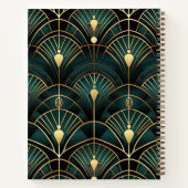 Emerald and Gold Art Deco Gemusterte Spirale Notizblock (Rückseite)