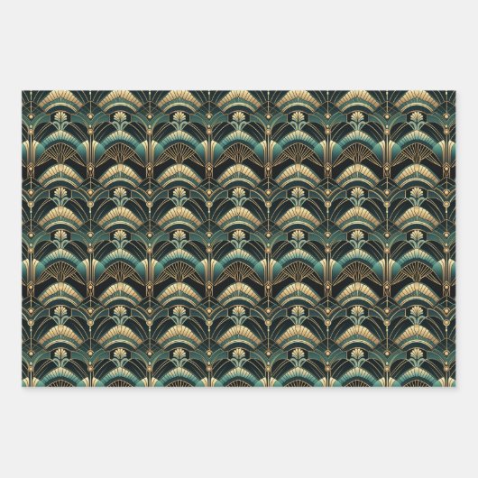 Emerald and Gold Art Deco Set of Geschenkpapier Set (Vorderseite 3)