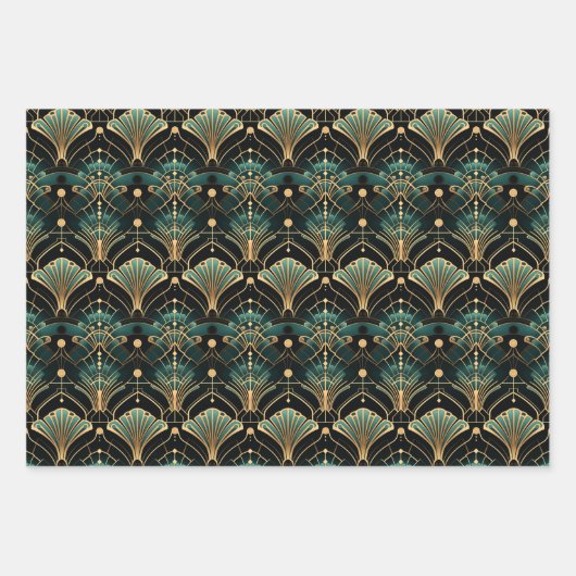 Emerald and Gold Art Deco Set of Geschenkpapier Set (Vorderseite 2)