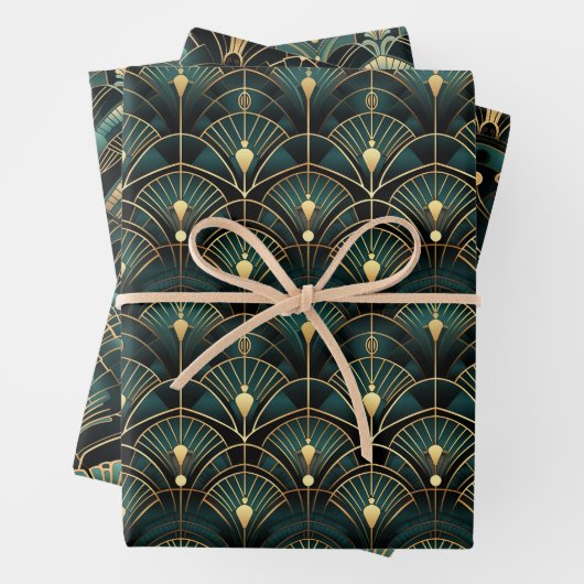 Emerald and Gold Art Deco Set of Geschenkpapier Set (Beispiel)