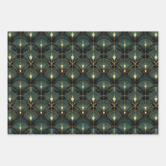 Emerald and Gold Art Deco Set of Geschenkpapier Set (Vorderseite)
