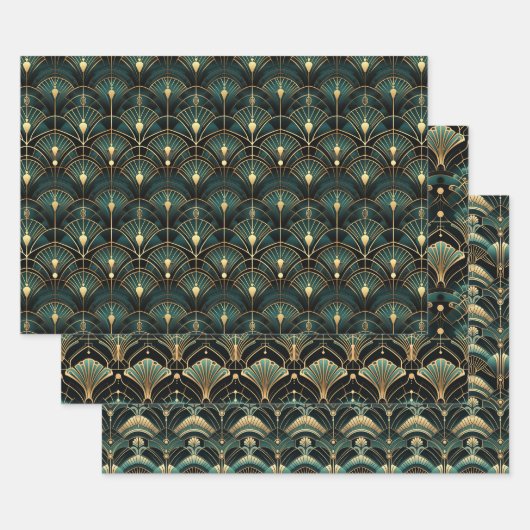 Emerald and Gold Art Deco Set of Geschenkpapier Set (Set)