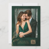 Emerald and Gold Elegant Botanical Photo Wedding Einladung (Rückseite)