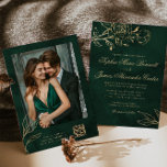 Emerald and Gold Elegant Botanical Photo Wedding Einladung<br><div class="desc">Emerald and Gold Elegant Botanical Photo Wedding Invitation
Matching items available.</div>