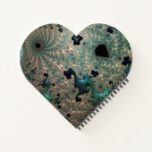 Emerald and Gold Mandelbrot Heart Spiral Notebook Notizblock (Rückseite)