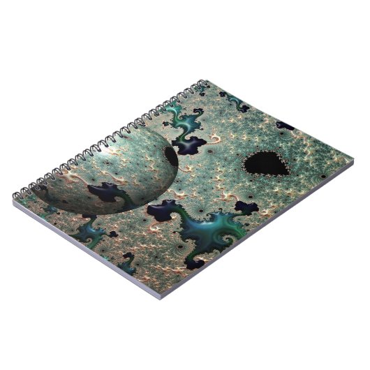 Emerald and Gold Mandelbrot mit Sphere Notebook Notizblock (Linke Seite)