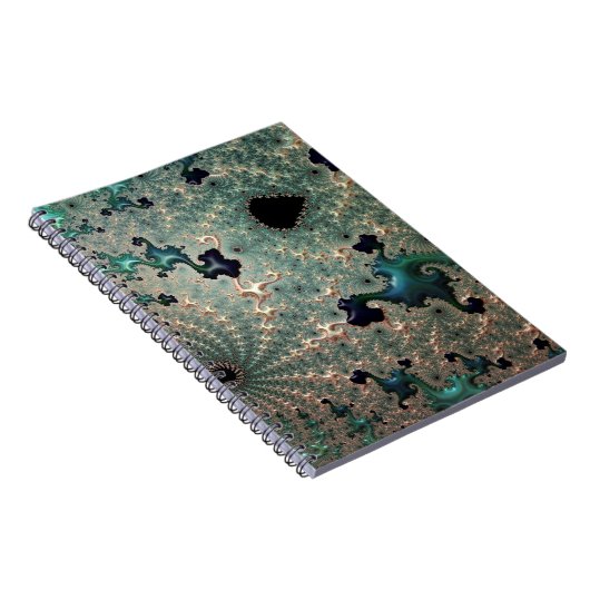 Emerald and Gold Mandelbrot Spiral Notebook Notizblock (Rechte Seite)
