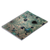 Emerald and Gold Mandelbrot Spiral Notebook Notizblock (Linke Seite)