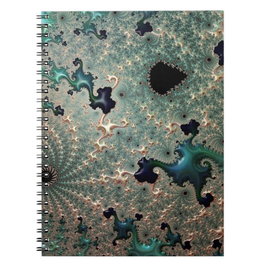Emerald and Gold Mandelbrot Spiral Notebook Notizblock (Vorderseite)
