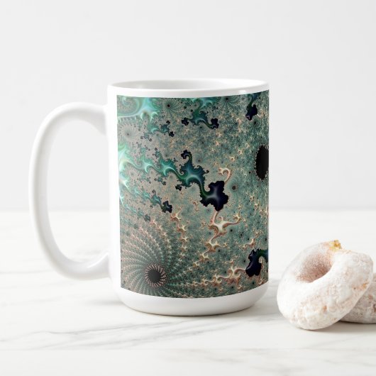 Emerald and Gold Mandelbrot Tasse (Mit Donut)