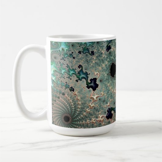 Emerald and Gold Mandelbrot Tasse (Links)