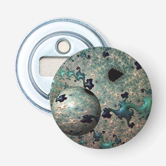 Emerald and Gold Mandelbrot with Sphere Flaschenöffner (Vorderseite)