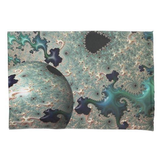 Emerald and Gold Mandelbrot with Sphere Kissenbezug (Vorderseite-Links)