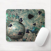 Emerald and Gold Mandelbrot with Sphere Mousepad (Mit Mouse)
