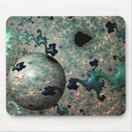 Emerald and Gold Mandelbrot with Sphere Mousepad