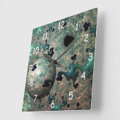 Emerald and Gold Mandelbrot with Sphere Quadratische Wanduhr (Winkel)