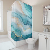 Emerald and Gold Marble Elegance Duschvorhang (Beispiel)