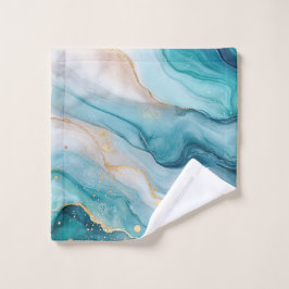 Emerald and Gold Marble Elegance Waschlappen