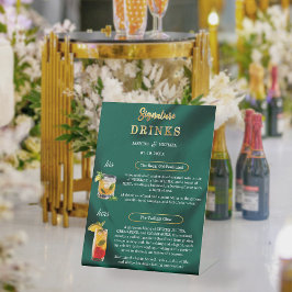 Emerald and Gold Minimal Wedding Signature Drinks Sockelschild