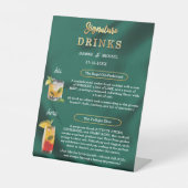 Emerald and Gold Minimal Wedding Signature Drinks Sockelschild (Vorderseite)