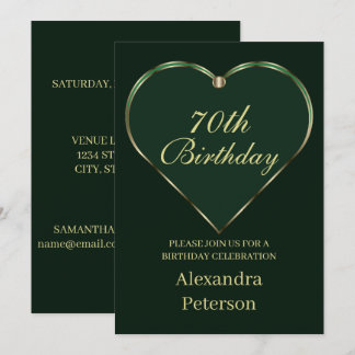 Emerald and Gold Minimalistisch Heart Geburtstag Einladung