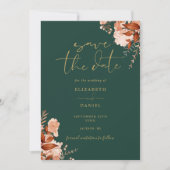 Emerald and Gold Rustikale Foto Hochzeit im Herbst Save The Date (Vorderseite)