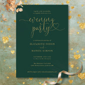 Emerald and Gold Script Wedding Abend Party Einladung