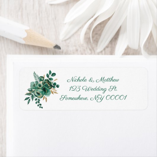 Emerald and Gold Wedding Return Address (Insitu)