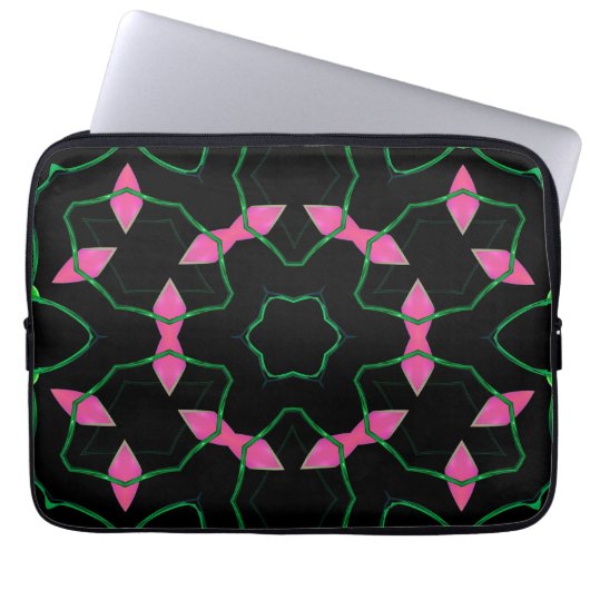 Emerald and Pink Kaleidoscope Laptopschutzhülle (Vorderseite)