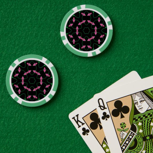 Emerald and Pink Kaleidoscope Pokerchips (Pokertisch (doppelt))