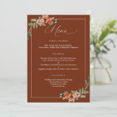 Emerald and Rust Burnt Orange Greenerenerity Weddi Menükarte (Stehend Vorderseite)