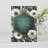 Emerald Anemone Botanical Romance Wedding Einladung (Stehend Vorderseite)
